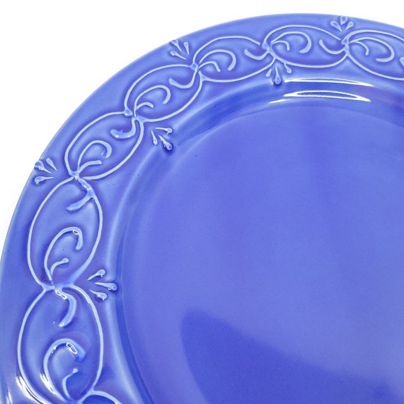 Le Poet-Laval France Blue Dinnerware Lot of 2 Dinner Plates Raised Design Cobalt - Picture 12 of 12